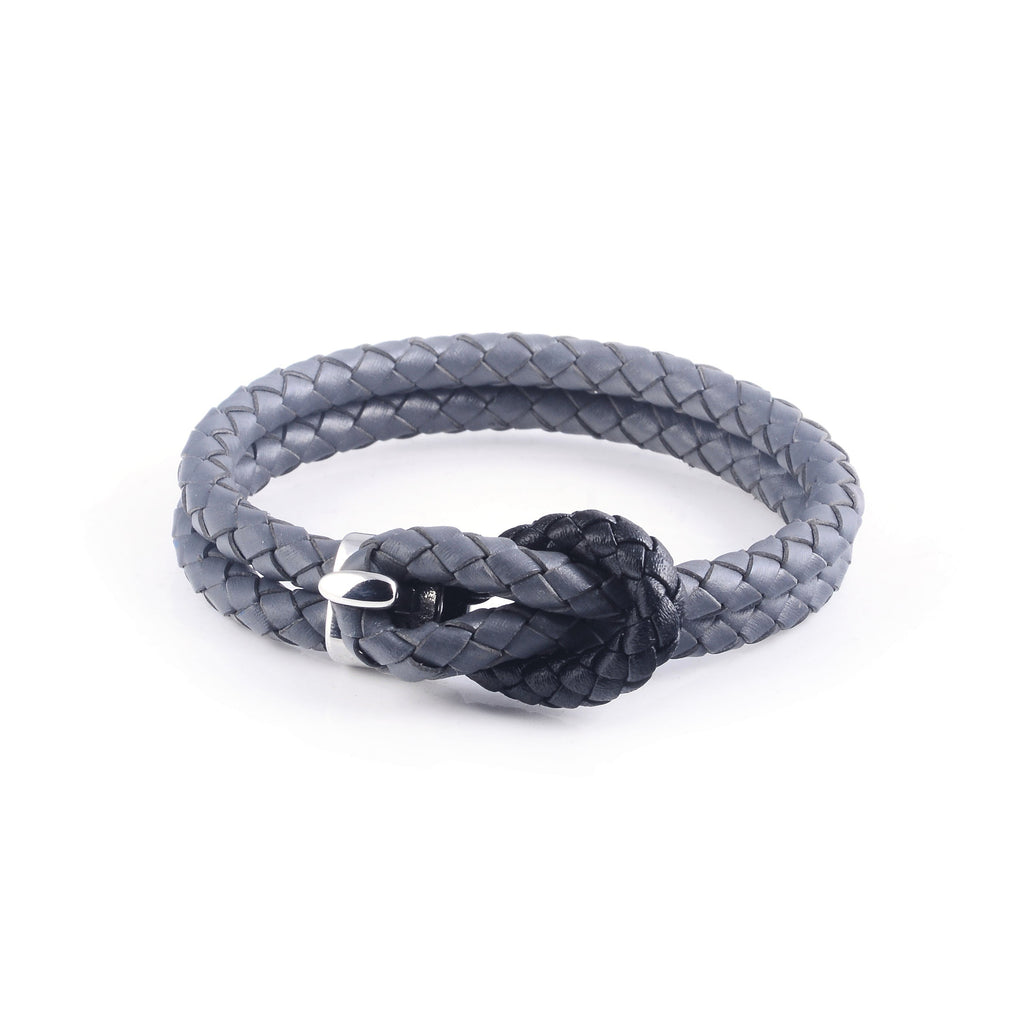 Maison Leather Bracelet in Grey with Black Loop (Size S)