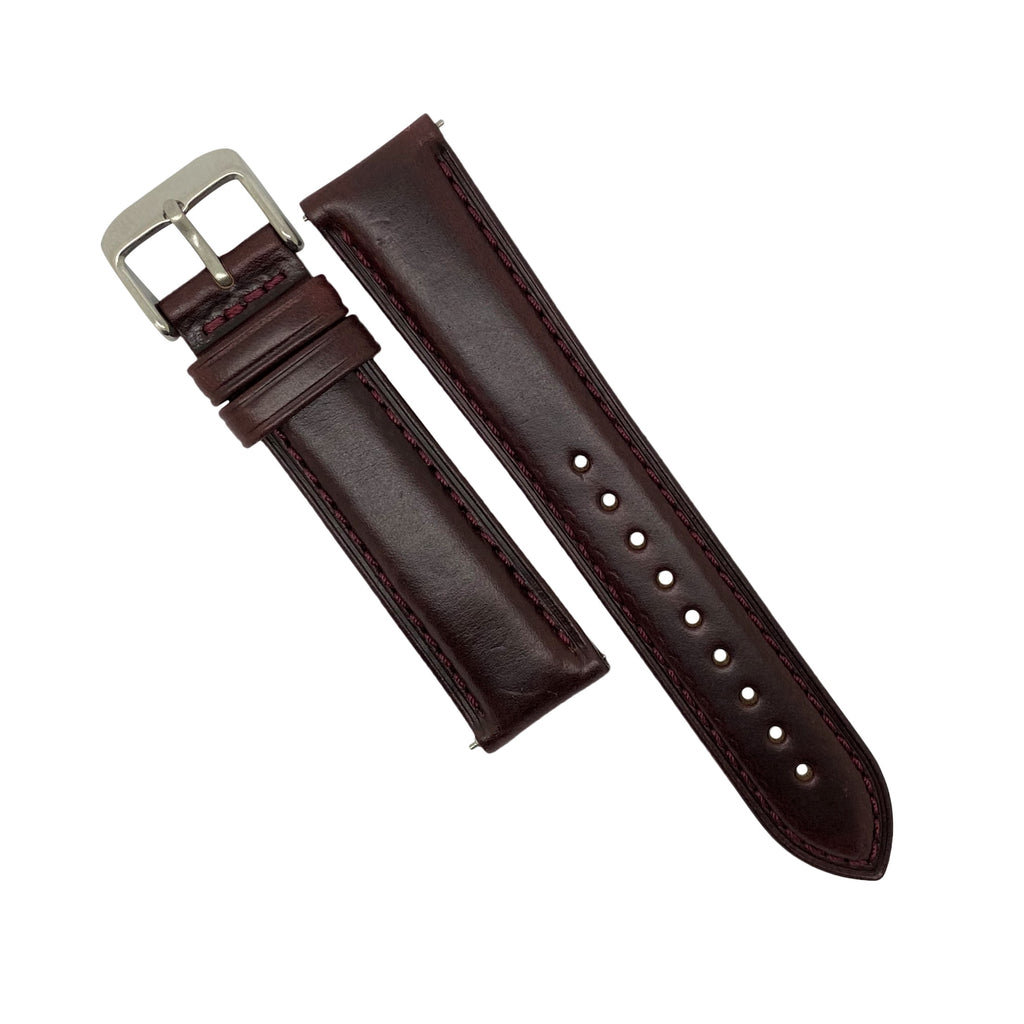 N2W Classic Horween Leather Strap in Chromexcel® Burgundy with Silver Buckle (18mm)