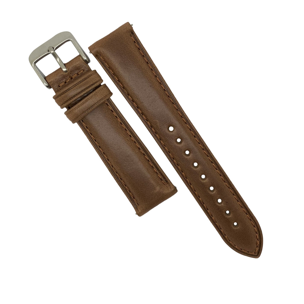 N2W Classic Horween Leather Strap in Chromexcel® Tan with Silver Buckle (18mm)
