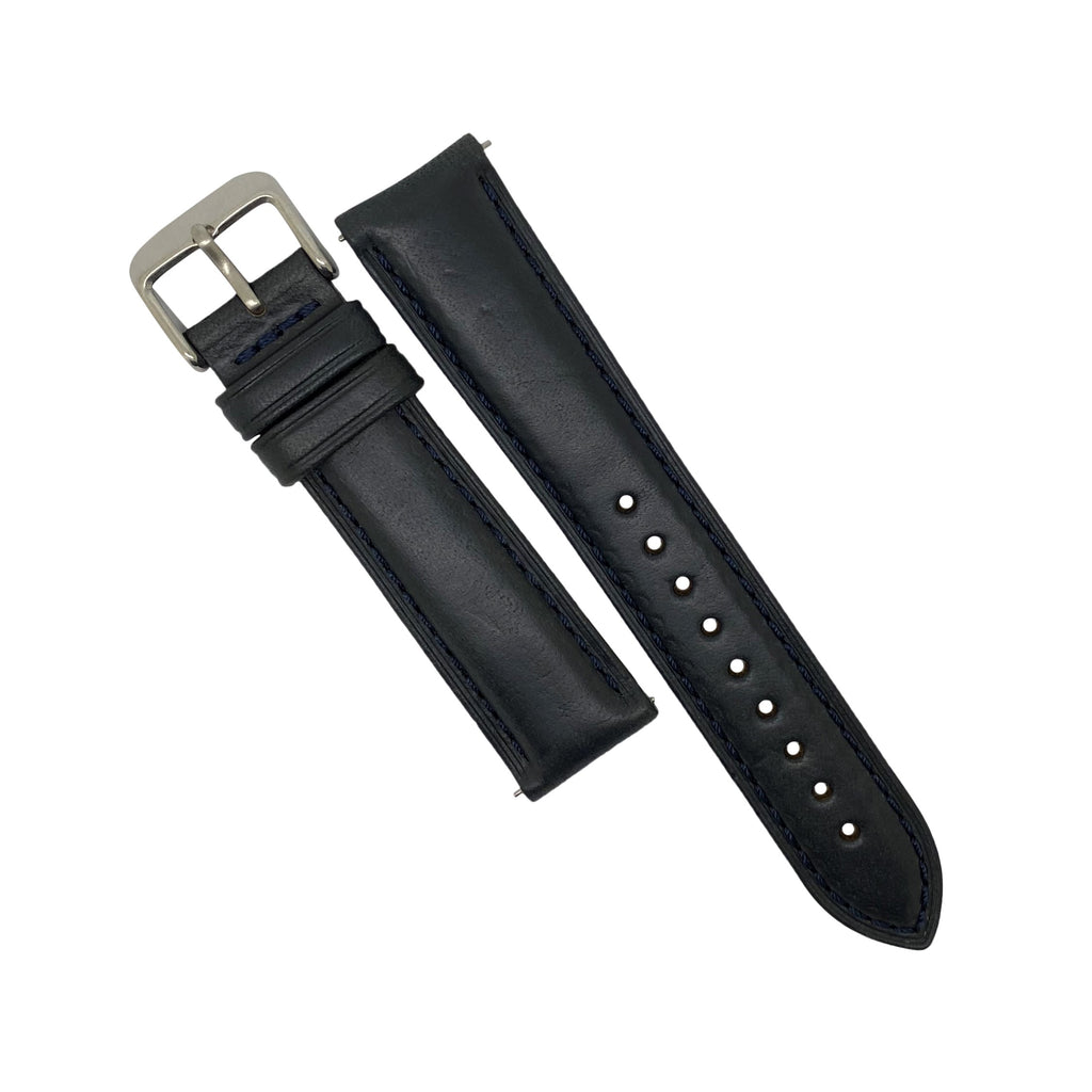 N2W Classic Horween Leather Strap in Dublin Navy with Silver Buckle (20mm)