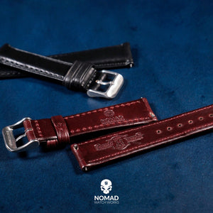 N2W Classic Horween Leather Strap in Chromexcel® Black with Silver Buckle (18mm)