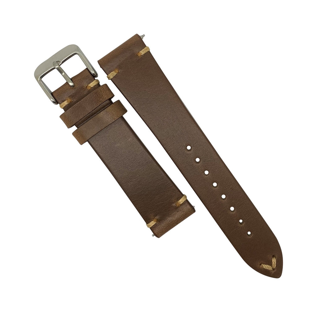N2W Vintage Horween Leather Strap in Chromexcel® Tan with Silver Buckle (18mm)