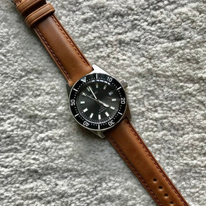 N2W Classic Horween Leather Strap in Chromexcel® Tan with Silver Buckle (22mm)