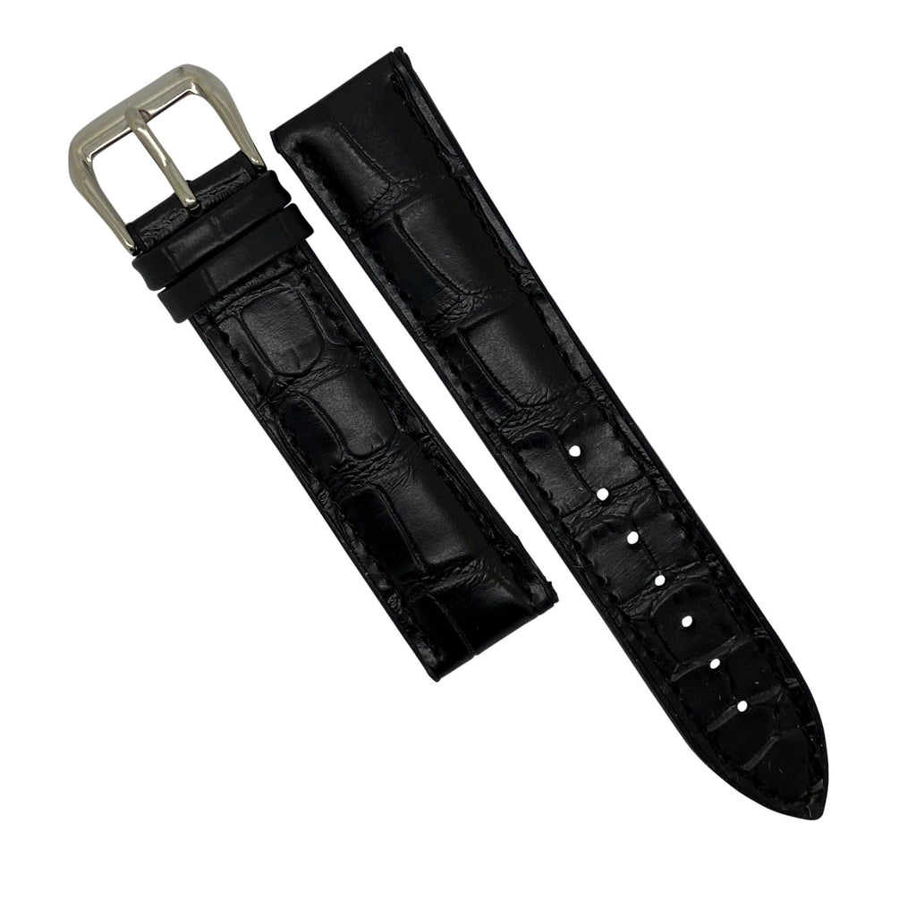 Performax Croc Pattern Leather Hybrid Strap in Black (18mm)