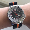 Premium Nato Strap in Black Orange with Polished Silver Buckle (18mm)