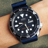 Premium Nato Strap in Navy with Polished Silver Buckle (22mm)