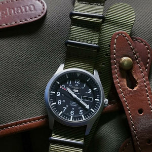 Premium Nato Strap in Olive with PVD Black Buckle (18mm)