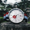 Premium Nato Strap in Navy White Red with PVD Black Buckle (22mm)