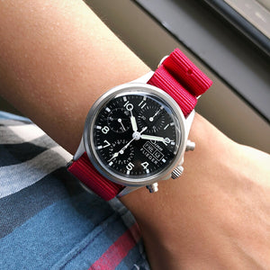 Premium Nato Strap in Red with PVD Black Buckle (18mm)