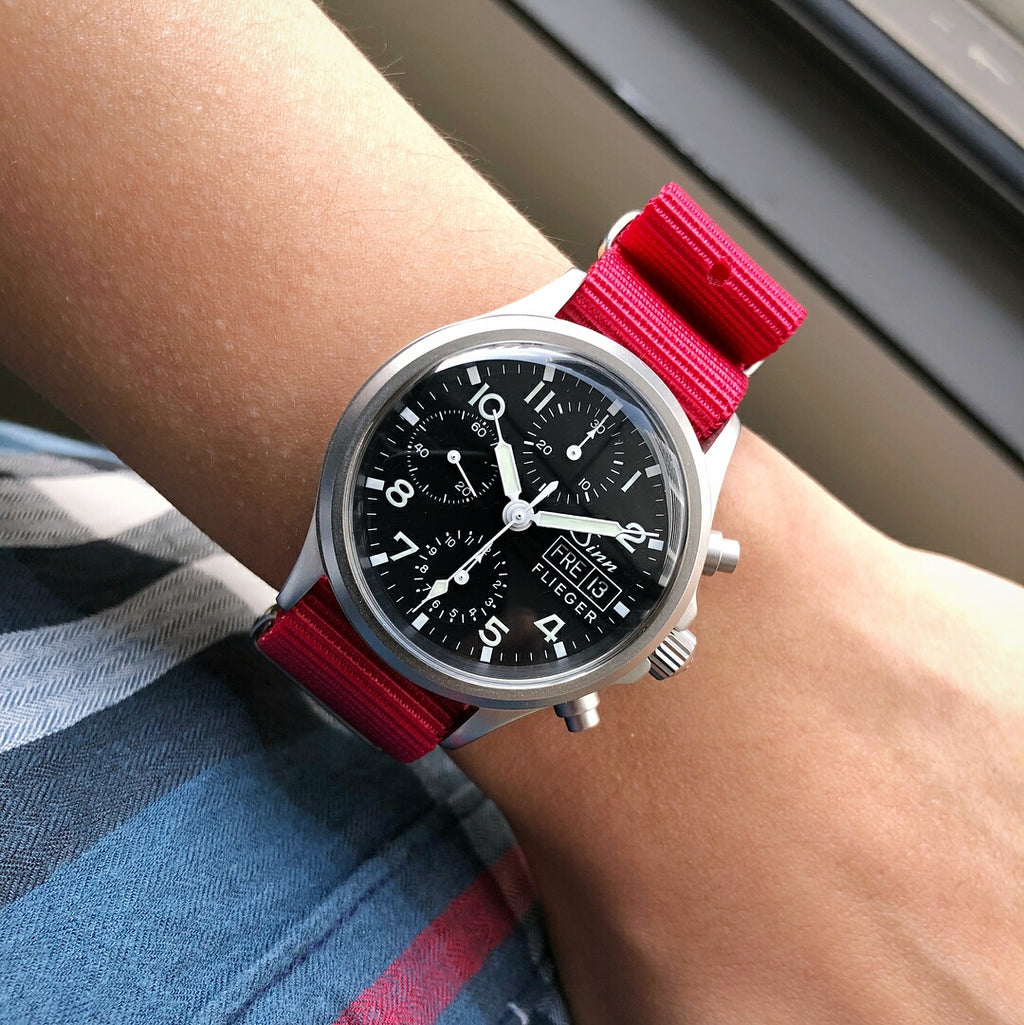 Premium Nato Strap in Red with PVD Black Buckle (20mm)