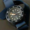 Premium Leather Nato Strap in Navy with Black Buckle (18mm)