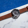 Premium Rally Suede Leather Watch Strap in Brown w/ Silver Buckle (22mm)