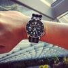 Premium Nato Strap in Black Grey (James Bond) with Polished Silver Buckle (18mm)