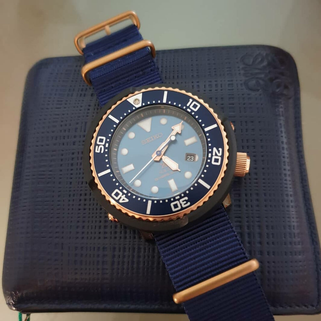 Premium Nato Strap in Navy with Bronze Buckle (24mm)