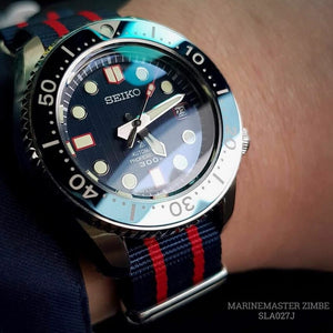 Premium Nato Strap in Blue Double Red with PVD Black Buckle (22mm)