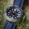 V3 Rubber Strap in Navy with Pre-V PVD Black Buckle (24mm)