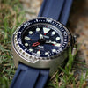 V3 Rubber Strap in Navy with Pre-V Silver Buckle (24mm)