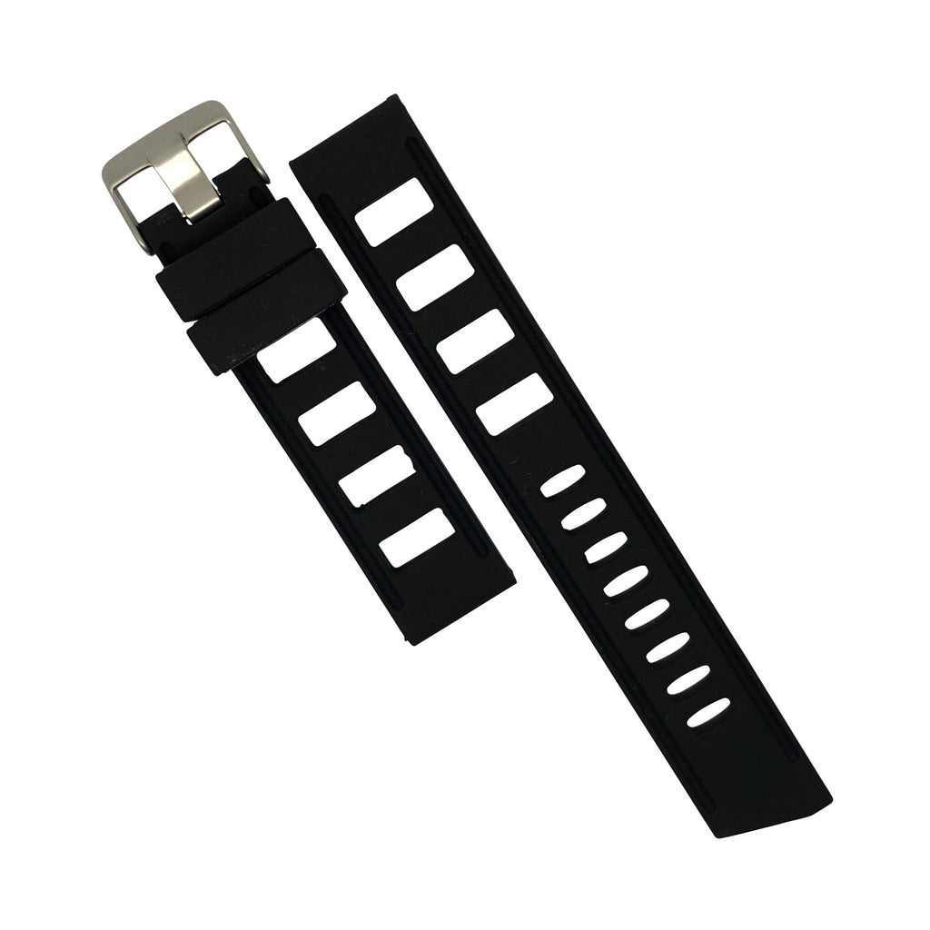 Iso Rubber Strap in Black with Silver Buckle (20mm) - Nomad watch Works