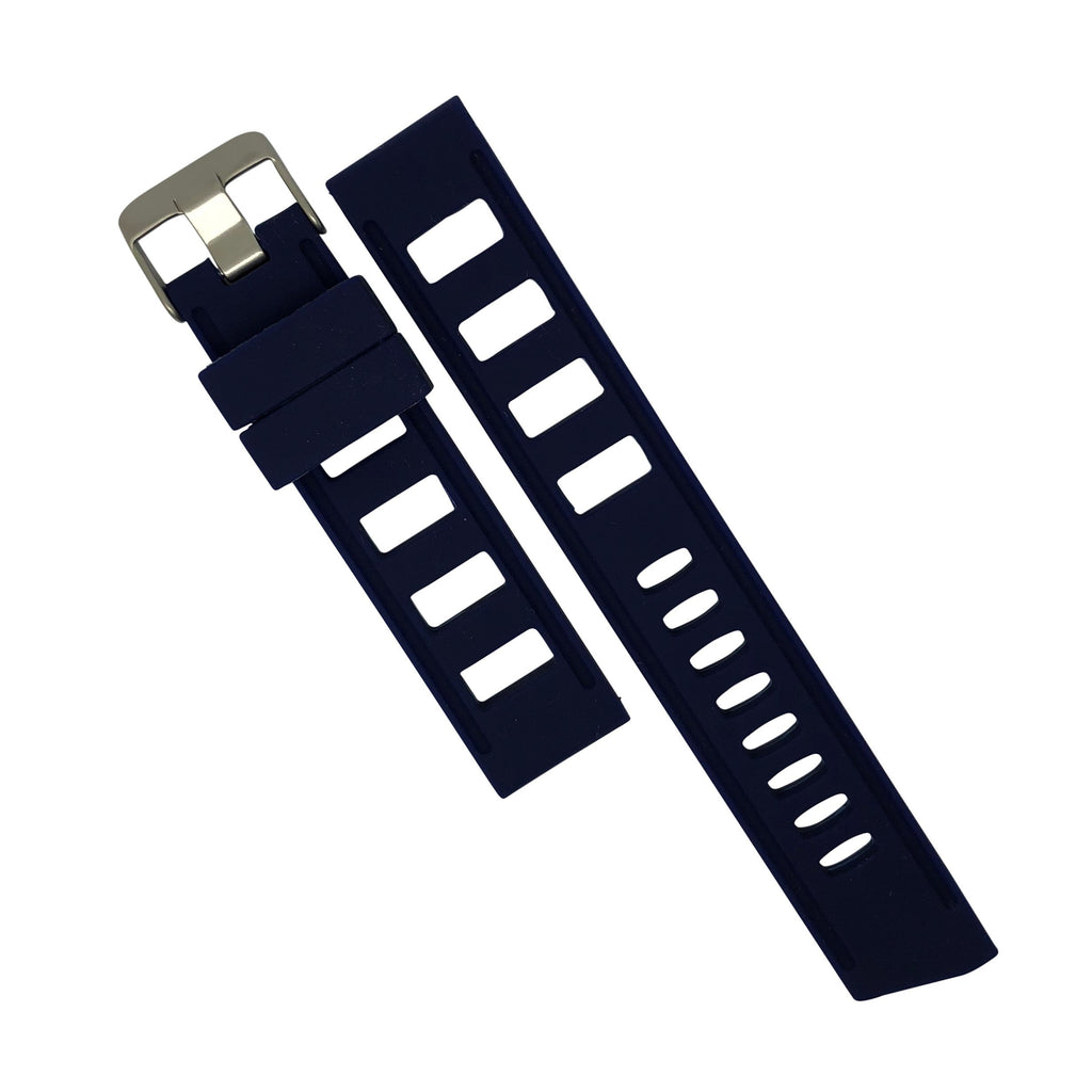 Iso Rubber Strap in Navy with Silver Buckle (22mm) - Nomad watch Works