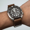 Premium Leather Nato Strap in Brown with Black Buckle (20mm)