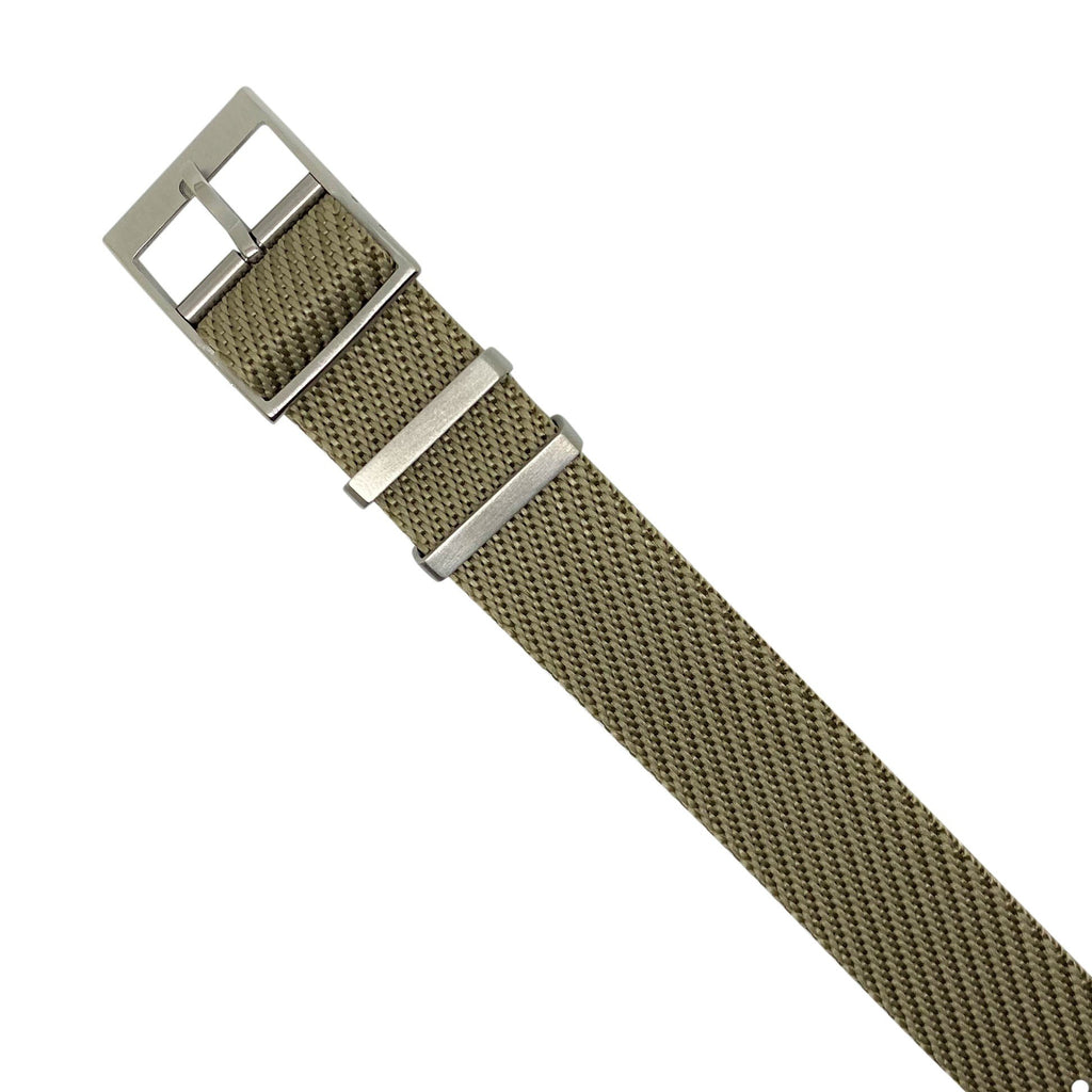 Lux Single Pass Strap in Khaki with Silver Buckle (20mm)