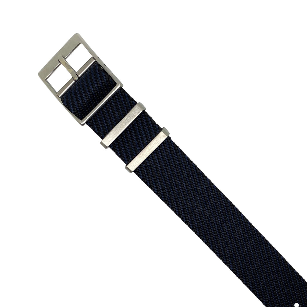 Lux Single Pass Strap in Navy with Silver Buckle (20mm)