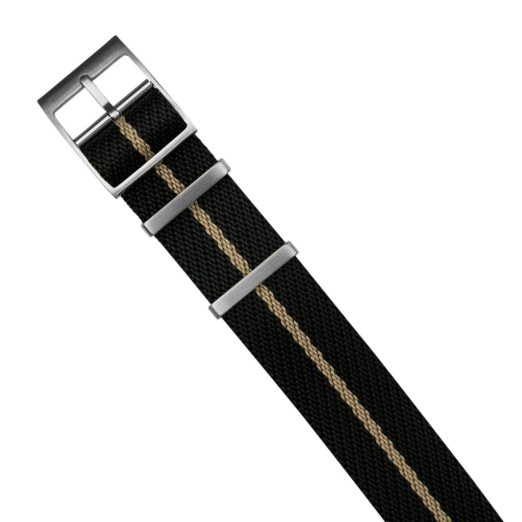 Lux Single Pass Strap in Black Sand with Silver Buckle (20mm)