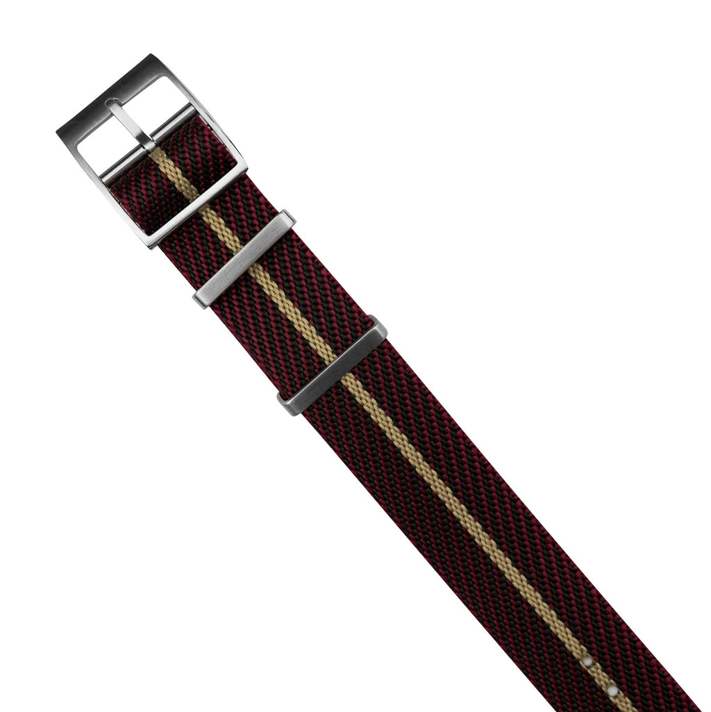 Lux Single Pass Strap in Burgundy Sand with Silver Buckle (20mm)