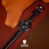 M2 Oil Waxed Leather Watch Strap in Maroon with Silver Buckle (20mm)