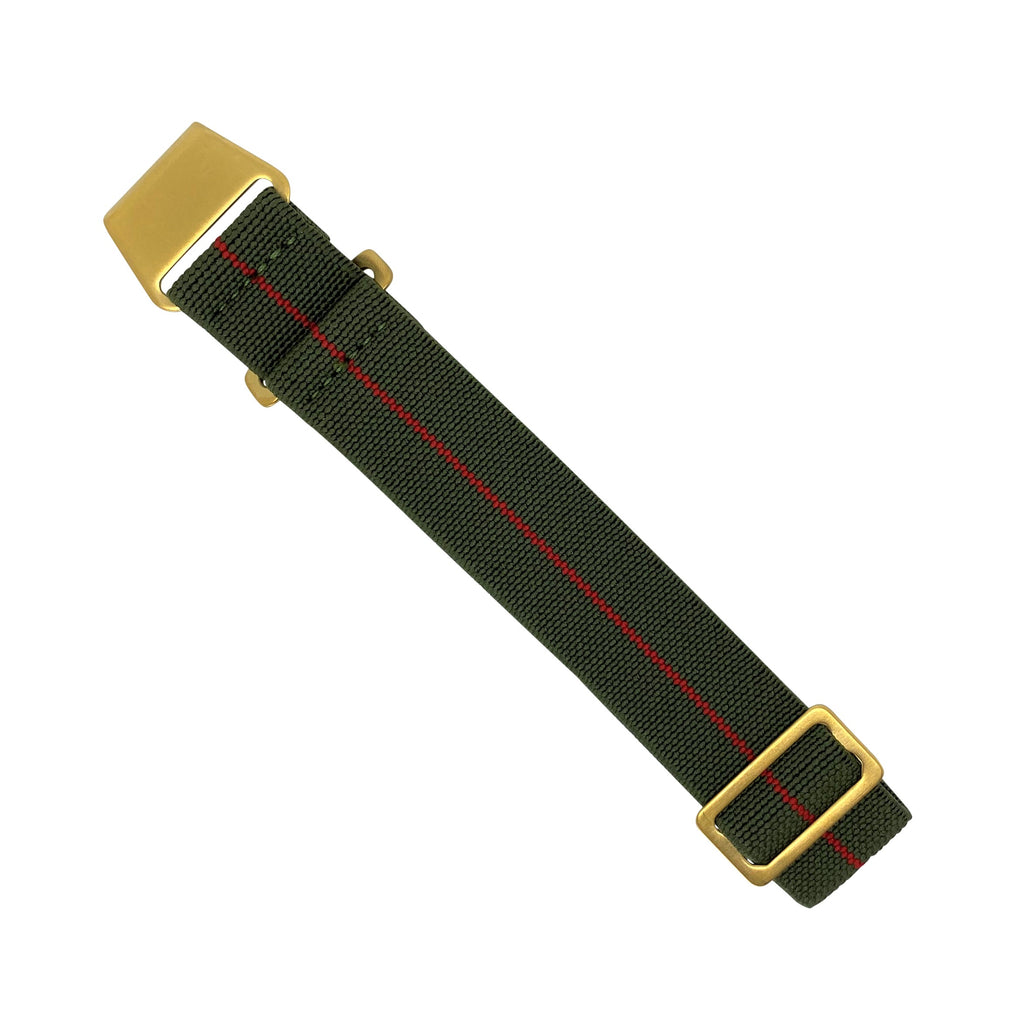 Marine Nationale Strap in Olive Red with Bronze Buckle (20mm)