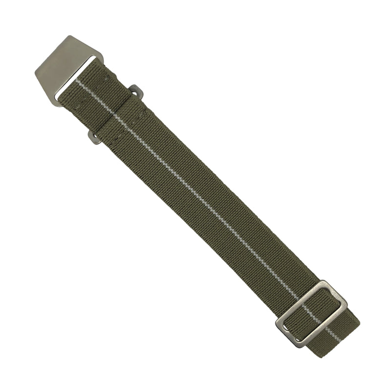 Marine Nationale Strap in Khaki White with Silver Buckle (22mm)