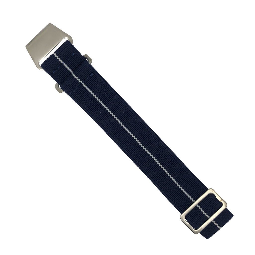 Marine Nationale Strap in Navy White with Silver Buckle (22mm)