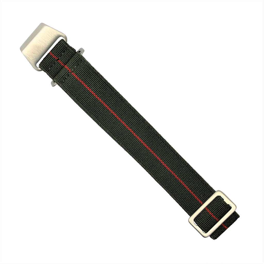Marine Nationale Strap in Olive Red with Silver Buckle (22mm)