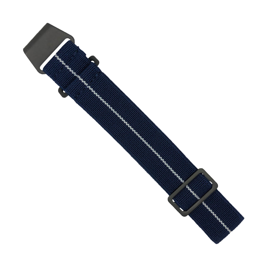 Marine Nationale Strap in Navy White with Black Buckle (20mm)