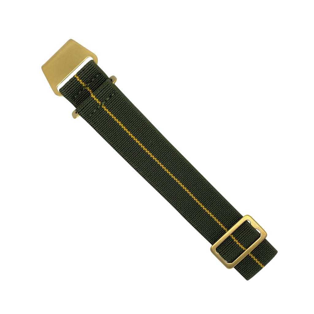 Marine Nationale Strap in Olive Yellow with Bronze Buckle (20mm)