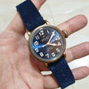 Premium Rally Suede Leather Watch Strap in Navy w/ Silver Buckle (22mm)