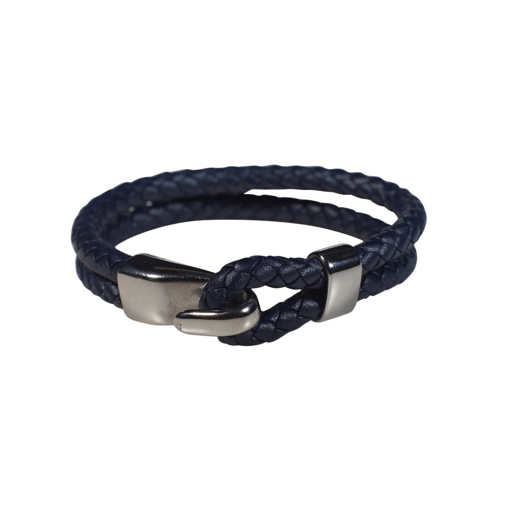 Oxford Leather Bracelet in Navy (Size M)