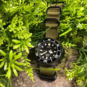 Heavy Duty Zulu Strap in Olive with PVD Black Buckle (24mm)