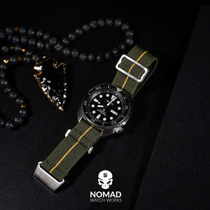 Marine Nationale Strap in Olive Yellow with Silver Buckle (20mm)