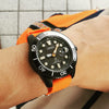 Rubber Nato Strap in Orange with Silver Buckle (20mm)