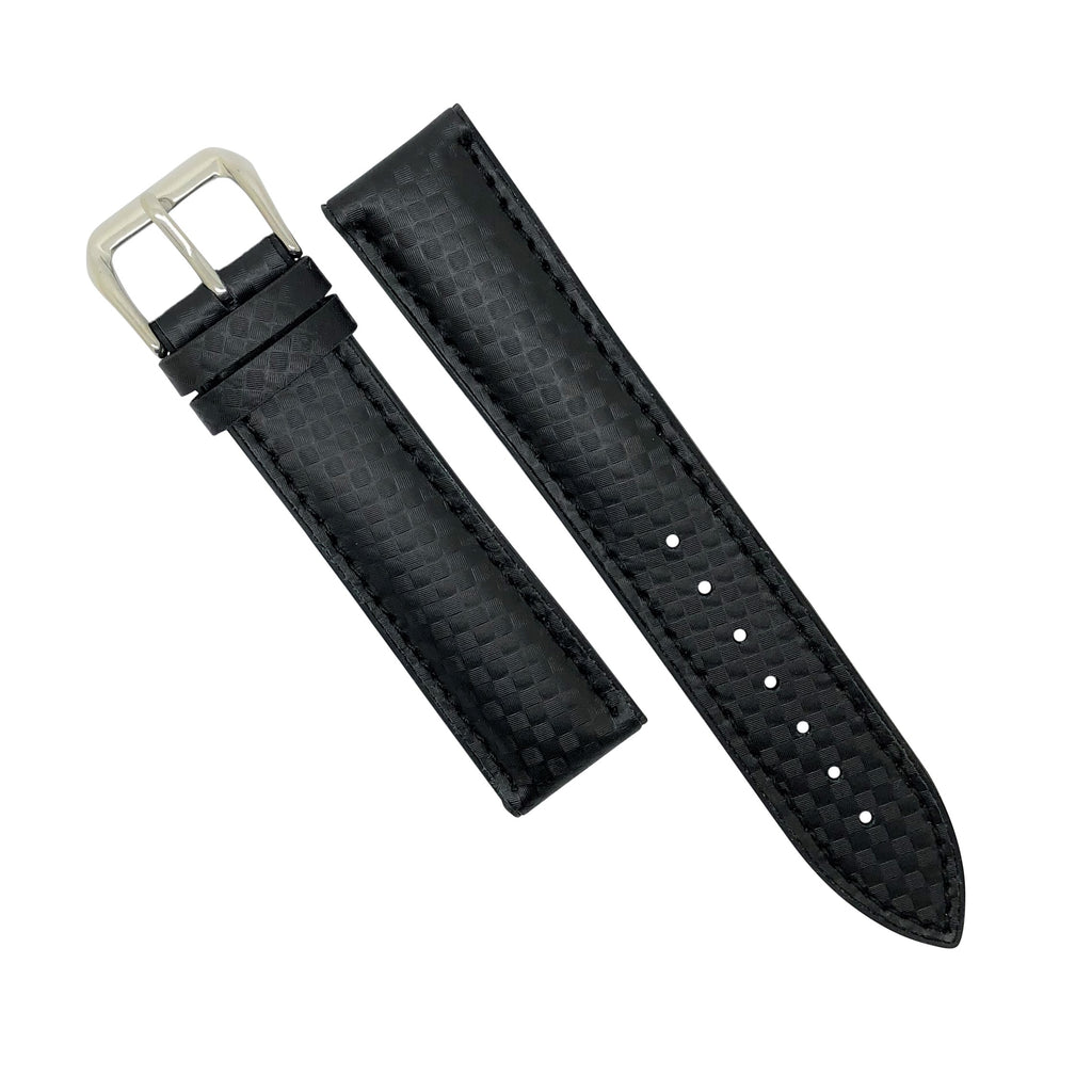Performax Carbon Embossed Leather Hybrid Strap in Black Stitching (18mm)