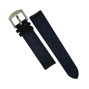 Performax N1 Hybrid Strap in Black with Blue stitching w/ Silver Buckle (22mm)