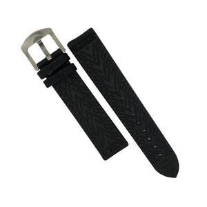 Performax N1 Hybrid Strap in Black with White stitching w/ Silver Buckle (22mm)