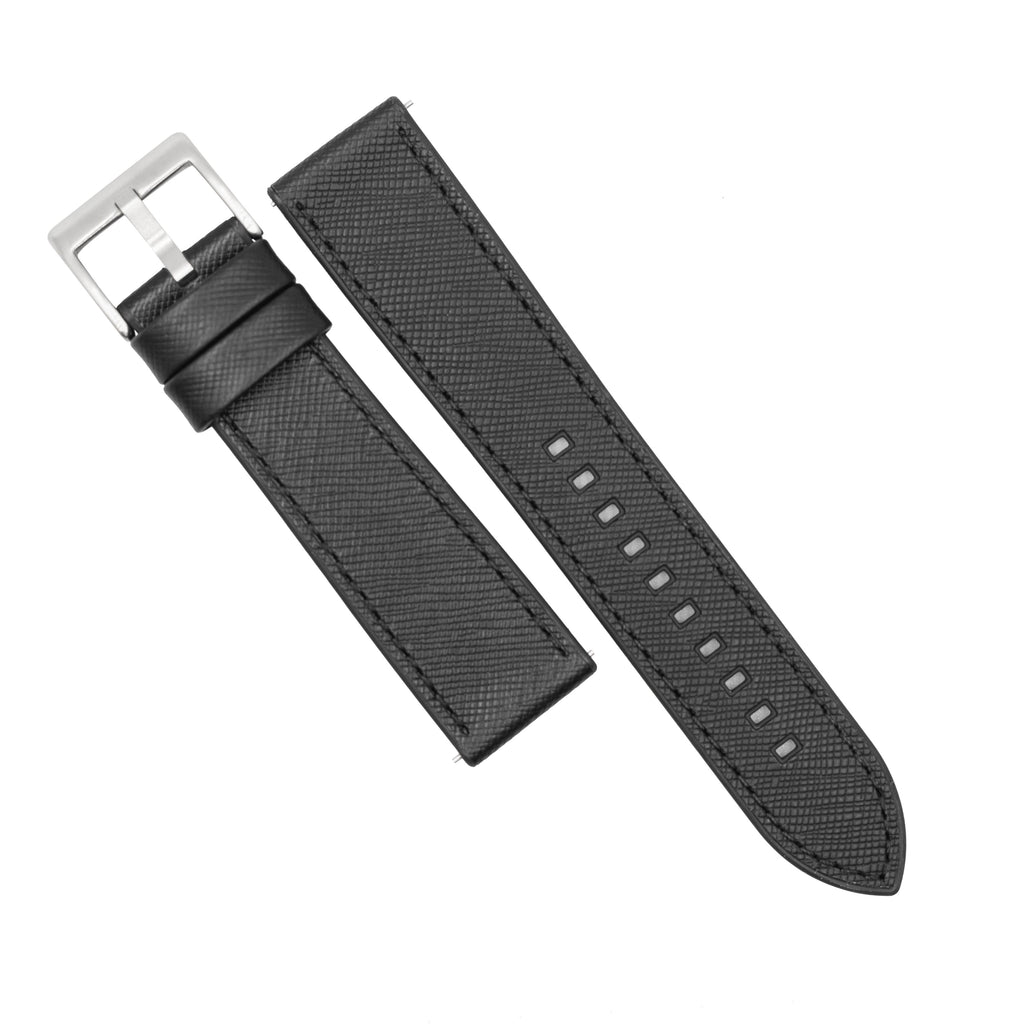 Performax Saffiano Leather FKM Rubber Hybrid Strap in Black (20mm)