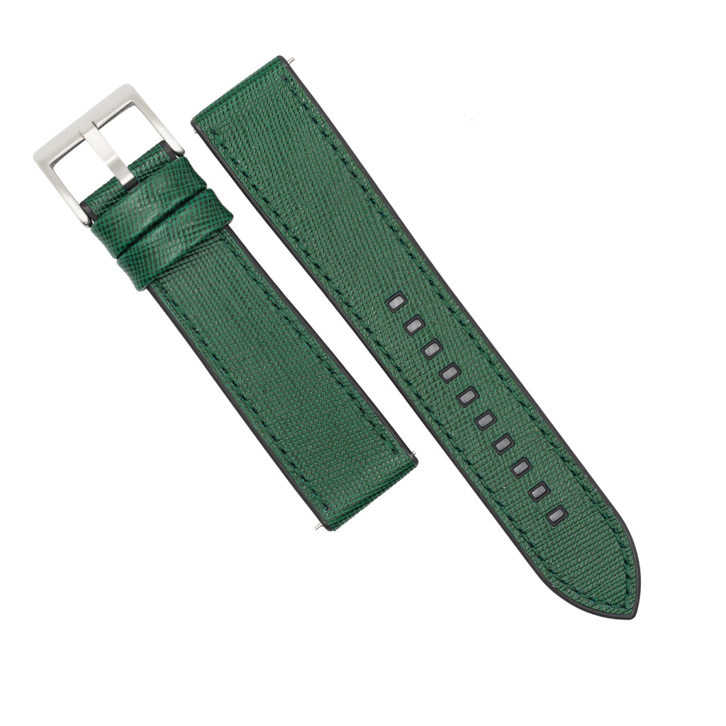 Performax Saffiano Leather FKM Rubber Hybrid Strap in Green (20mm)