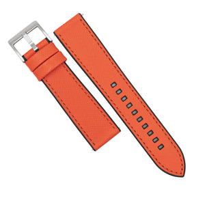 Performax Saffiano Leather FKM Rubber Hybrid Strap in Orange (20mm)