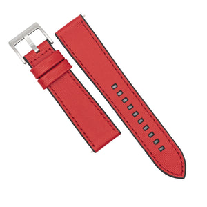 Performax Saffiano Leather FKM Rubber Hybrid Strap in Red (20mm)