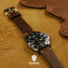 Premium Vintage Oil Waxed Leather Watch Strap in Tan w/ Silver Buckle (20mm)