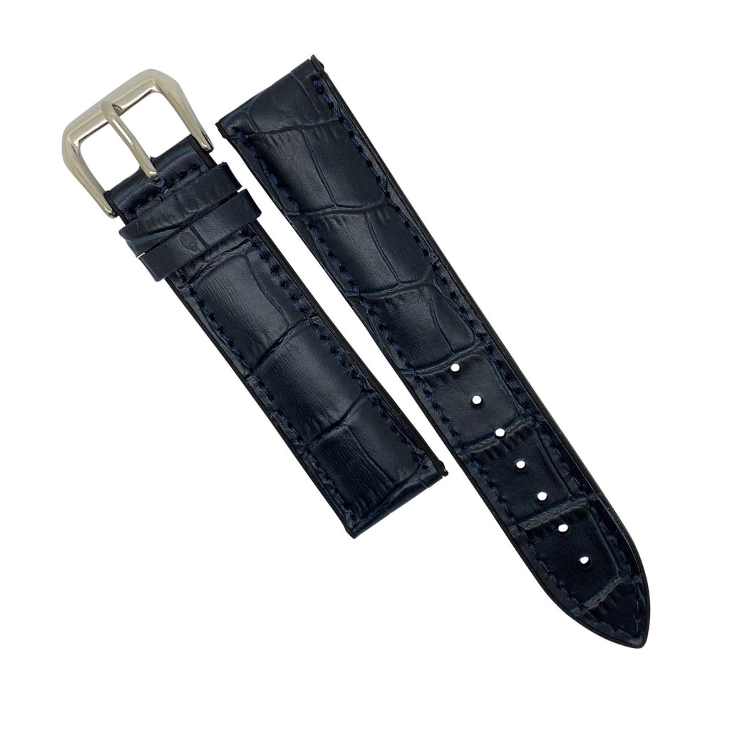 Performax Croc Pattern Leather Hybrid Strap in Navy (22mm)