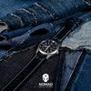 Premium Pilot Oil Waxed Leather Watch Strap in Navy with Black Buckle (20mm)